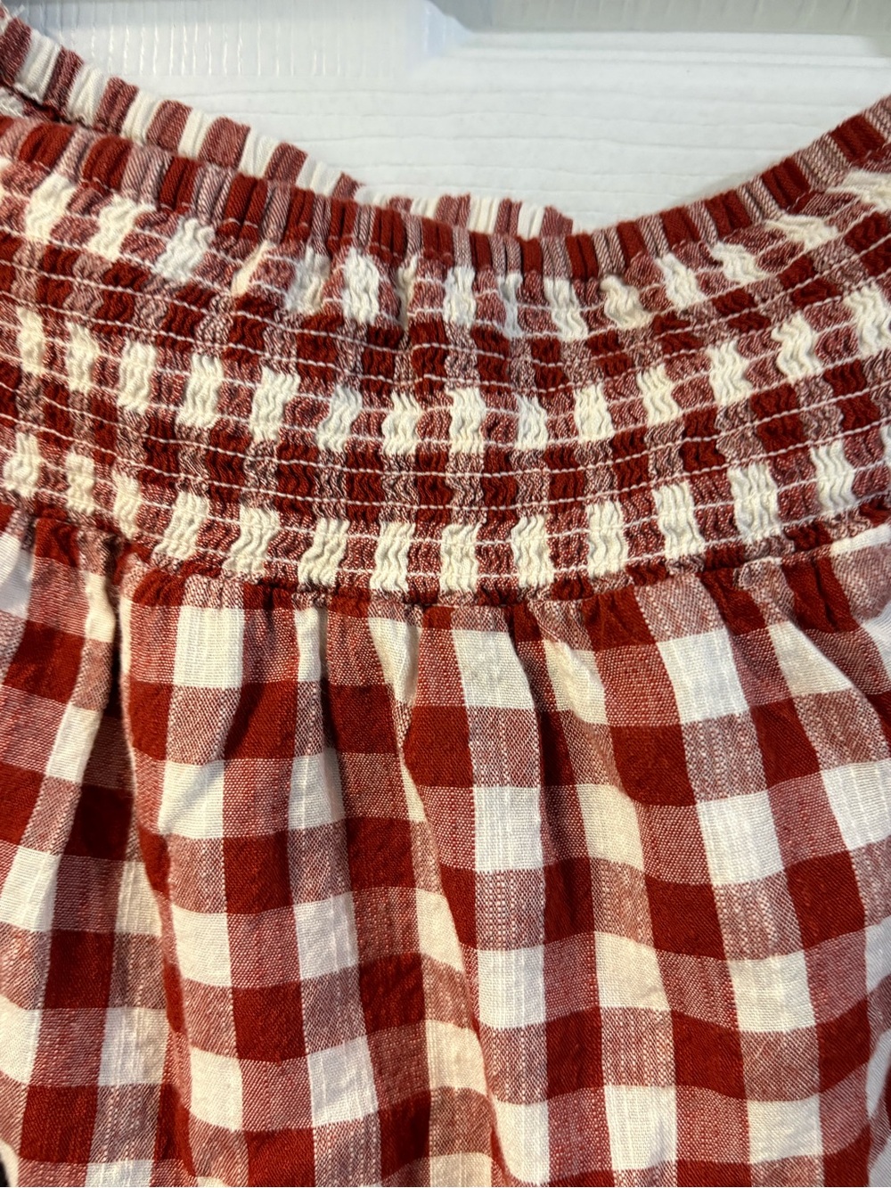 St. John's Bay - Red and White Gingham Off-Shoulder Peasant Blouse - 2X - Picture 4 of 6